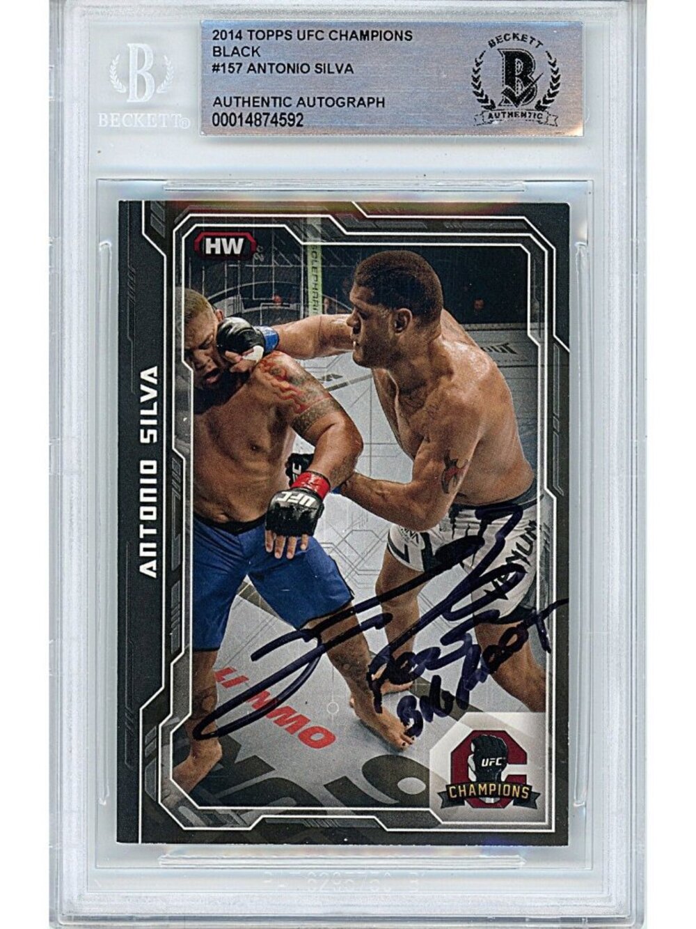 Antonio Silva Signed 2014 Topps UFC Champions Black #157 79/188 BAS Slab Auto